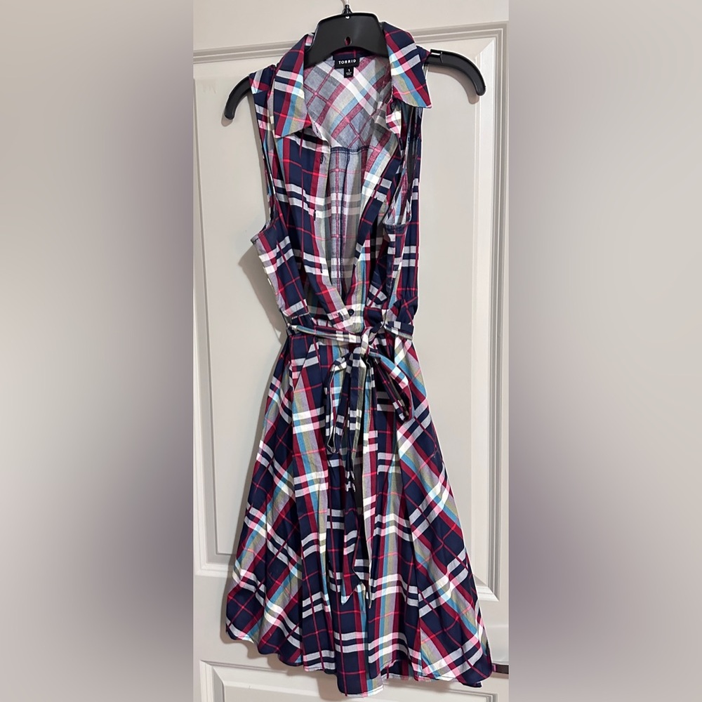 Torrid Plaid Midi Dress - Blue, Red, Green